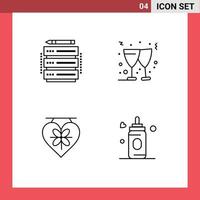 Pictogram Set of 4 Simple Filledline Flat Colors of edit heart server wine feeder Editable Vector Design Elements