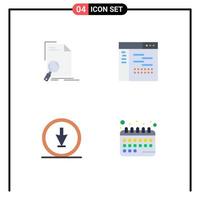 Editable Vector Line Pack of 4 Simple Flat Icons of analysis source find design direction Editable Vector Design Elements