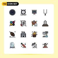 Set of 16 Modern UI Icons Symbols Signs for color tuning fork timer music education Editable Creative Vector Design Elements