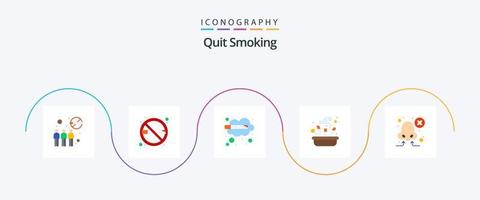 Quit Smoking Flat 5 Icon Pack Including out. ashtray. cigarette. thinking. quit vector