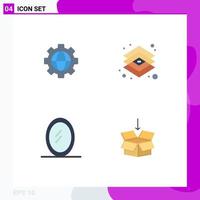 Pictogram Set of 4 Simple Flat Icons of gear mirror creative layer arrow Editable Vector Design Elements