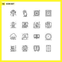 16 Creative Icons Modern Signs and Symbols of research flask on hardware device Editable Vector Design Elements