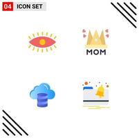 4 User Interface Flat Icon Pack of modern Signs and Symbols of eye cloud design mom money Editable Vector Design Elements