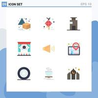 Pictogram Set of 9 Simple Flat Colors of speaker advertising apartment ad office Editable Vector Design Elements