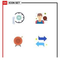 Modern Set of 4 Flat Icons Pictograph of call player contact avatar aim Editable Vector Design Elements