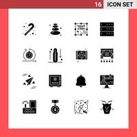 Set of 16 Modern UI Icons Symbols Signs for development agile document server data Editable Vector Design Elements