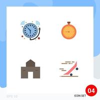 4 Flat Icon concept for Websites Mobile and Apps alarm time time clock watch Editable Vector Design Elements