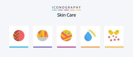 Skin Flat 5 Icon Pack Including cut. bleeding. infection. strong hair. proceed. Creative Icons Design vector