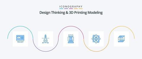 diseño pensando y re impresión modelado azul 5 5 icono paquete incluso entrega diseño. entretenimiento. formando 3d vector