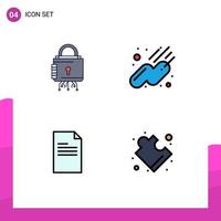 Universal Icon Symbols Group of 4 Modern Filledline Flat Colors of security text protection space report Editable Vector Design Elements