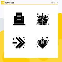 User Interface Pack of 4 Basic Solid Glyphs of laptop right bundle up heart Editable Vector Design Elements