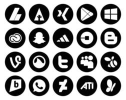 20 social medios de comunicación icono paquete incluso Grooveshark blogger cc conductor uber vector