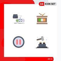 Flat Icon Pack of 4 Universal Symbols of console media playstation instrument pause Editable Vector Design Elements