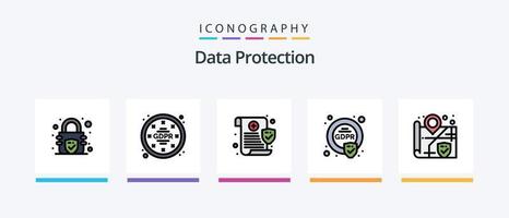 datos proteccion línea lleno 5 5 icono paquete incluso . seguridad. ubicación. contraseña. cerrar con llave. creativo íconos diseño vector