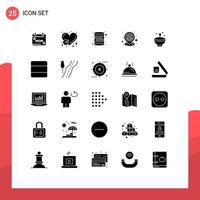 Solid Glyph Pack of 25 Universal Symbols of celebrate map like location gps Editable Vector Design Elements