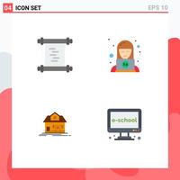 Modern Set of 4 Flat Icons and symbols such as history building customer service e Editable Vector Design Elements