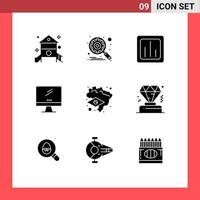 Stock Vector Icon Pack of 9 Line Signs and Symbols for imac monitor setting computer report Editable Vector Design Elements