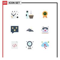 Set of 9 Modern UI Icons Symbols Signs for mountain rate makeup accessories rank bubble Editable Vector Design Elements