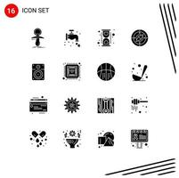 Pack of 16 Modern Solid Glyphs Signs and Symbols for Web Print Media such as location navigator plumbing navigation convert Editable Vector Design Elements