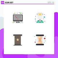 4 Thematic Vector Flat Icons and Editable Symbols of equalizer podia waves profession presentation Editable Vector Design Elements