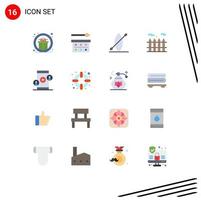 16 Universal Flat Color Signs Symbols of video conference eye shadow palette business heating Editable Pack of Creative Vector Design Elements