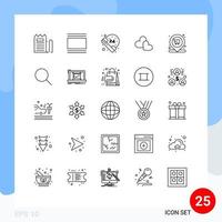 25 User Interface Line Pack of modern Signs and Symbols of market loves thumbnails love survice Editable Vector Design Elements