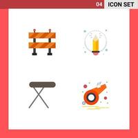 Set of 4 Vector Flat Icons on Grid for block alarm art home sports Editable Vector Design Elements