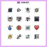 16 Creative Icons Modern Signs and Symbols of shield design tool creative microphone Editable Creative Vector Design Elements