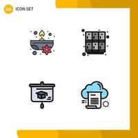Stock Vector Icon Pack of 4 Line Signs and Symbols for aromatic chart flower locker presentation Editable Vector Design Elements