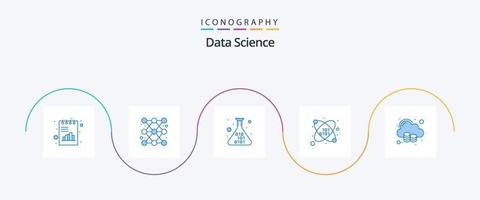 Data Science Blue 5 Icon Pack Including cloud. science. line. essential. code vector
