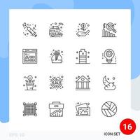 16 Creative Icons Modern Signs and Symbols of code web hand browser graph Editable Vector Design Elements