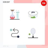 Group of 4 Modern Flat Icons Set for chemistry route laboratory view racket Editable Vector Design Elements