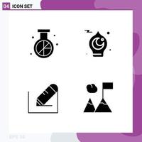 4 Creative Icons Modern Signs and Symbols of engine ramadan optimization month write Editable Vector Design Elements