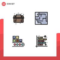 Pictogram Set of 4 Simple Filledline Flat Colors of mechanical management system maze production Editable Vector Design Elements