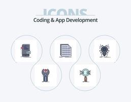 Coding And App Development Line Filled Icon Pack 5 Icon Design. insect. internet. app. mobile vector