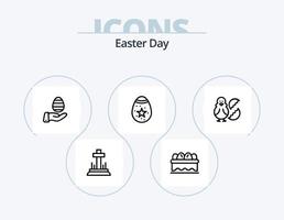 Easter Line Icon Pack 5 Icon Design. egg. bird. education. egg. tag vector