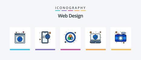 Web Design Line Filled 5 Icon Pack Including gear. web. browser. internet. web. Creative Icons Design vector