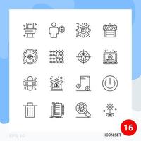 Set of 16 Vector Outlines on Grid for gdpr traffic gear board product Editable Vector Design Elements