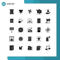 Editable Vector Line Pack of 25 Simple Solid Glyphs of business bag windmill website globe Editable Vector Design Elements