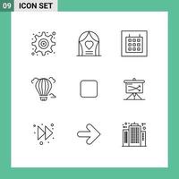 Stock Vector Icon Pack of 9 Line Signs and Symbols for unchecked box calendar hot air Editable Vector Design Elements