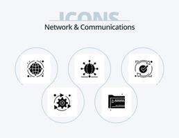 Network And Communications Glyph Icon Pack 5 Icon Design. good. ok. documents. world. network vector