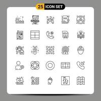 Mobile Interface Line Set of 25 Pictograms of transfer protection online file video game Editable Vector Design Elements