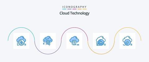 Cloud Technology Blue 5 Icon Pack Including data. processor. data. cloud. data vector