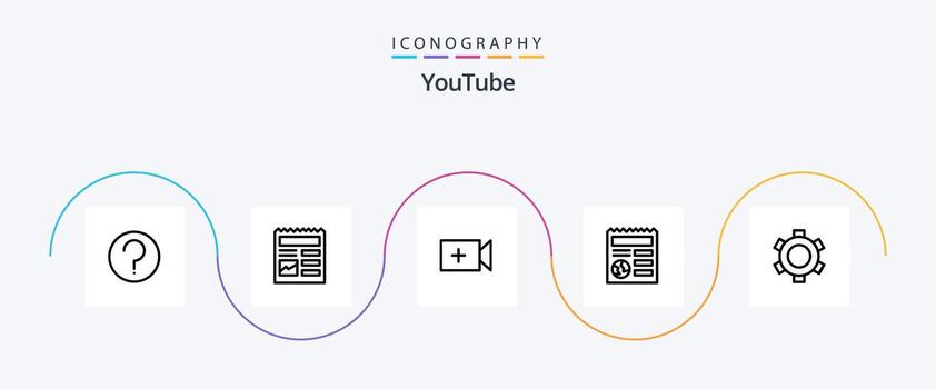 Youtube Line 5 Icon Pack Including setting. basic. video. ui. document vector