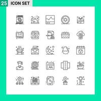 Set of 25 Vector Lines on Grid for healthcare ambulance restaurant scope electronics Editable Vector Design Elements