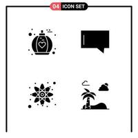 Stock Vector Icon Pack of 4 Line Signs and Symbols for fragrance beach bubble physics tree Editable Vector Design Elements