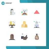 9 Universal Flat Color Signs Symbols of bars profit arrow money balance Editable Vector Design Elements