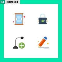 Editable Vector Line Pack of 4 Simple Flat Icons of efficiency devices lock secure hardware Editable Vector Design Elements