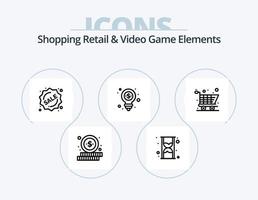 Shoping Retail And Video Game Elements Line Icon Pack 5 Icon Design. helmet. typing. guidelines. type. keyboard vector