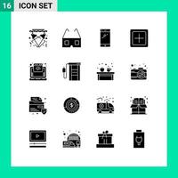 Set of 16 Modern UI Icons Symbols Signs for plus increase phone create iphone Editable Vector Design Elements